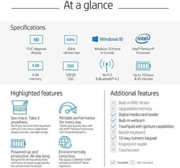 Hp 15.6 Notebook Intel Pentium N5000 2.7GHz Windows 10 Home - Image 3