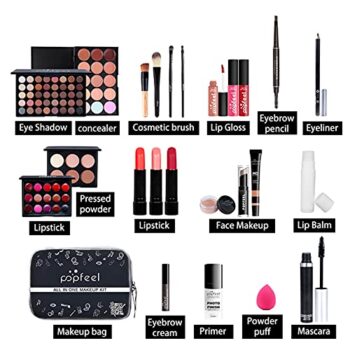 All-in-one Makeup Gift Set, Makeup Kit for Women Beginners Full Kit Cosmetic, Essential Starter Bundle Include Eyeshadow Palette Lipstick Blush Foundation Concealer Face Powder Lipgloss (KIT003) - Image 4