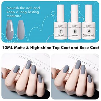 10ML Gel Nail Polish Kit, CLARFY 20+3 Summer Soak Off Nail Polish with Base Coat, Matte and Glossy Top Coat, Pink Blue White Gel Set for Nail Art, Salon, DIY Manicure, Gifts for Girl - Image 12