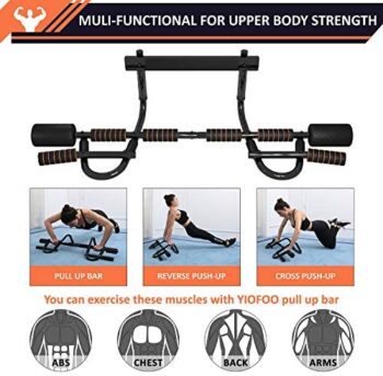 YIOFOO Doorway Pull Up Bar with Ergonomic Grip, Exercise Equipment Body Gym System No Screws - Image 7