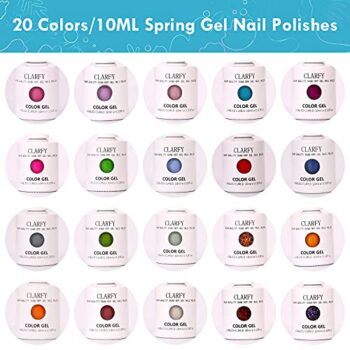 10ML Gel Nail Polish Kit, CLARFY 20+3 Summer Soak Off Nail Polish with Base Coat, Matte and Glossy Top Coat, Pink Blue White Gel Set for Nail Art, Salon, DIY Manicure, Gifts for Girl - Image 11
