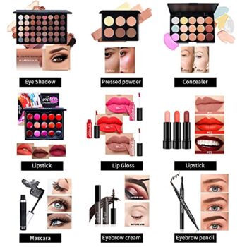 All-in-one Makeup Gift Set, Makeup Kit for Women Beginners Full Kit Cosmetic, Essential Starter Bundle Include Eyeshadow Palette Lipstick Blush Foundation Concealer Face Powder Lipgloss (KIT003) - Image 3