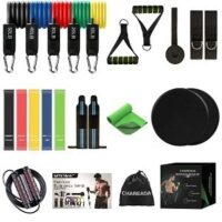 23 Pack Resistance Bands Set Workout Bands, 5 Stackable Exercise Bands 5 Loop Resistance Bands 2 Core Sliders – Door Anchor Handles Ankle Straps Carry Bag Instant Cooling Towel Wrist Wraps