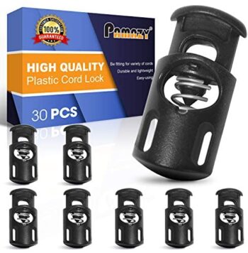 30PCS Black Plastic Toggle Cord Lock, Advanced Paracord Clips with Spring-Loaded Design Great for Lanyard, Luggage, Clothing, Backpack and Various Kinds of Outdoor and Gym Products (Style 4)