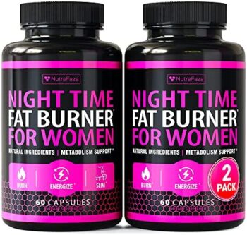 (2 Pack) Night Time Fat Burner – Effective Weight Loss Pills – Powerful Fat Burners for Women – Sleep Aid Diet Pills, Appetite Suppressant and Metabolism Booster for Weight Loss – 120 Vegan Capsules