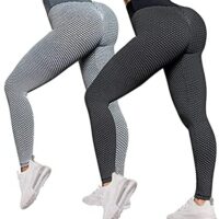 2 Pack TIK Tok Leggings, Butt Lift Leggings for Women, Women Yoga Pant High Waisted Butt Lifting Bubble Hip Lift