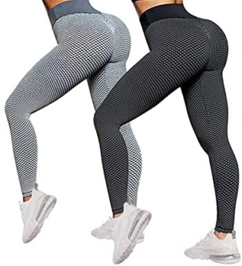 2 Pack TIK Tok Leggings, Butt Lift Leggings for Women, Women Yoga Pant High Waisted Butt Lifting Bubble Hip Lift