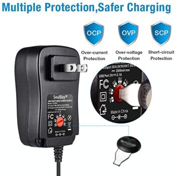 [Upgraded Version] SoulBay 30W Universal AC/DC Adapter Switching Power Supply with 8 Selectable Adapter Tips, - Image 2