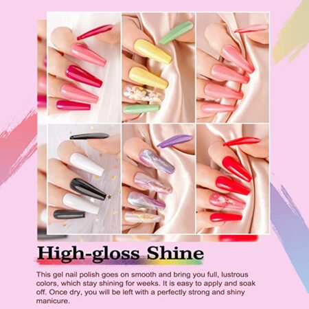 Lavender Violets Soak-off UV Gel Nail Polish Kit with Base Top Gel 18 Colors Nail Gel for Home Nail Salon Nail Art 997 - Image 6