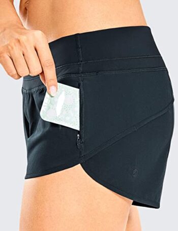 CRZ YOGA Women's Quick Dry Workout Running Shorts Mesh Liner - 2.5'' Drawstring Sport Gym Athletic Shorts Zip Pocket - Image 4