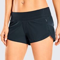 CRZ YOGA Women's Quick Dry Workout Running Shorts Mesh Liner - 2.5'' Drawstring Sport Gym Athletic Shorts Zip Pocket