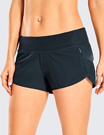 CRZ YOGA Women's Quick Dry Workout Running Shorts Mesh Liner - 2.5'' Drawstring Sport Gym Athletic Shorts Zip Pocket