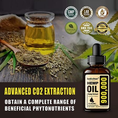 (4 Pack) Hemp Oil for Pain Relief and Inflammation - Helps Anxiety Stress Relaxation Sleep Mood Focus Joint - Made from Hemp Seed Oil - Organic Vegan Extract Drops Tincture Brand: LUCKCHAN - Image 2